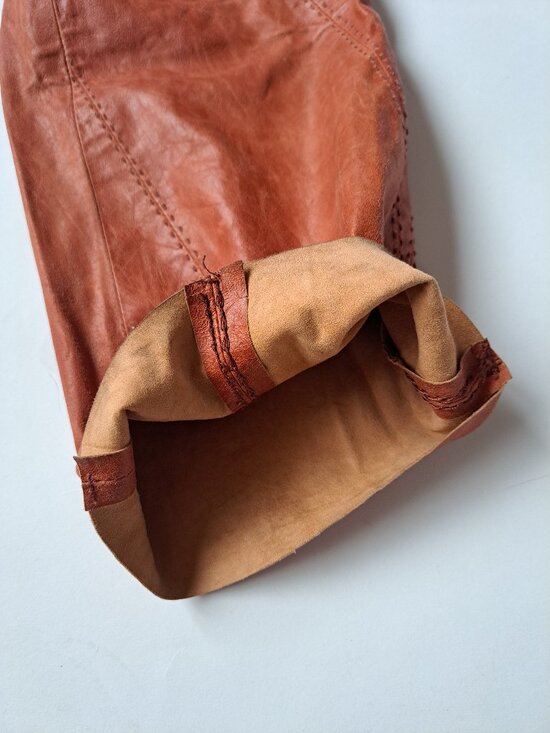 Plein Sud Women's 100% Leather Brick color Pants Size 36/4 - Picture 11 of 14